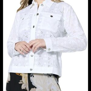 Colleen Lopez White Eyelet Jean Jacket